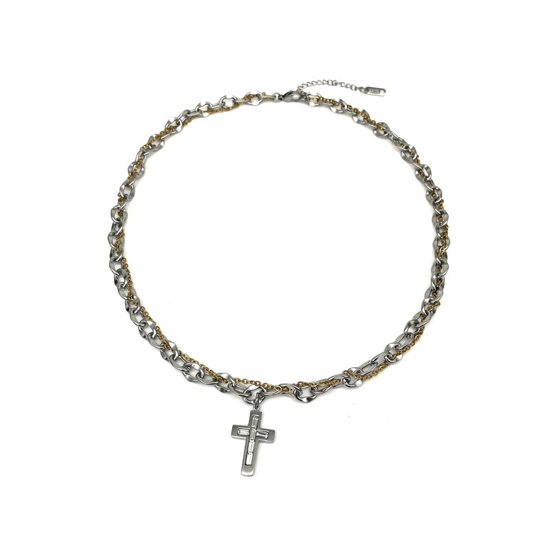 Wholesale Titanium Steel Wrap Cross Necklace with Diamonds